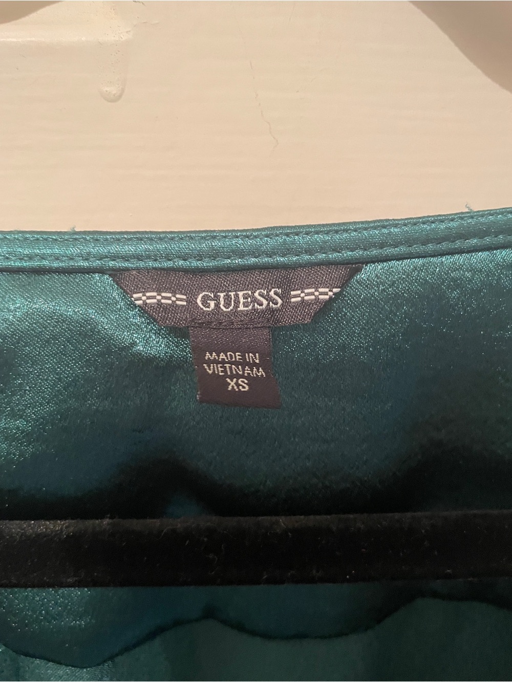 Guess Emerald Green Satin Wrap Peplum Blouse - Picture 8 of 14